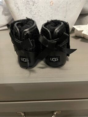 UGG Baby Black Bow Shearling Booties